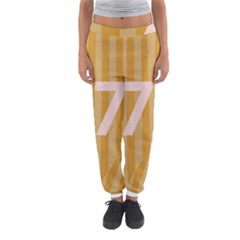 Number 7 Line Vertical Yellow Pink Orange Wave Chevron Women s Jogger Sweatpants by Mariart