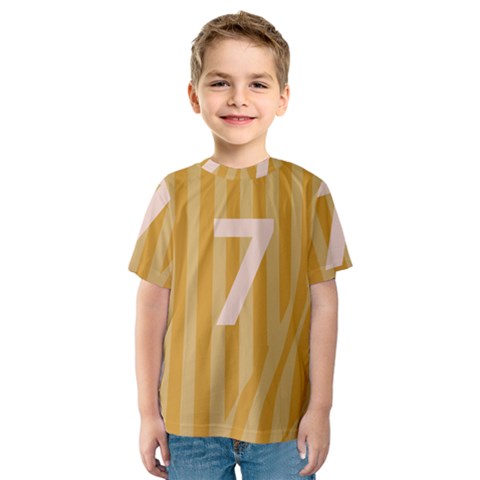 Number 7 Line Vertical Yellow Pink Orange Wave Chevron Kids  Sport Mesh Tee by Mariart