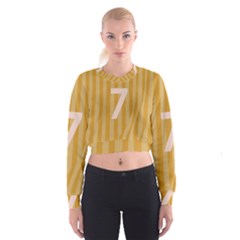 Number 7 Line Vertical Yellow Pink Orange Wave Chevron Cropped Sweatshirt by Mariart