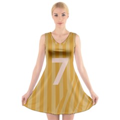 Number 7 Line Vertical Yellow Pink Orange Wave Chevron V-neck Sleeveless Skater Dress by Mariart