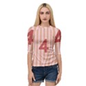 Number 4 Line Vertical Red Pink Wave Chevron Quarter Sleeve Tee View1