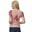 Number 4 Line Vertical Red Pink Wave Chevron Quarter Sleeve Tee View2