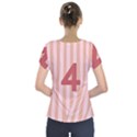 Number 4 Line Vertical Red Pink Wave Chevron Short Sleeve Front Detail Top View2