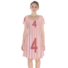 Number 4 Line Vertical Red Pink Wave Chevron Short Sleeve Bardot Dress by Mariart