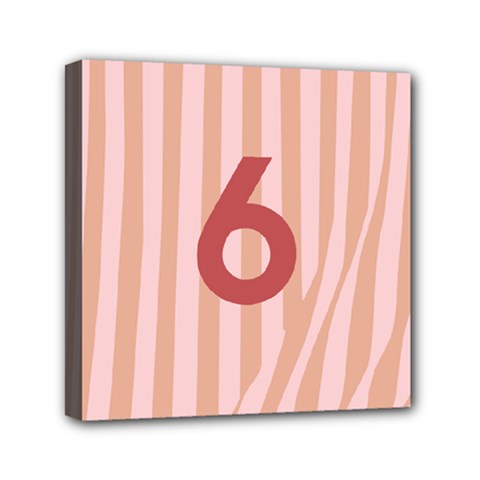 Number 6 Line Vertical Red Pink Wave Chevron Mini Canvas 6  X 6 