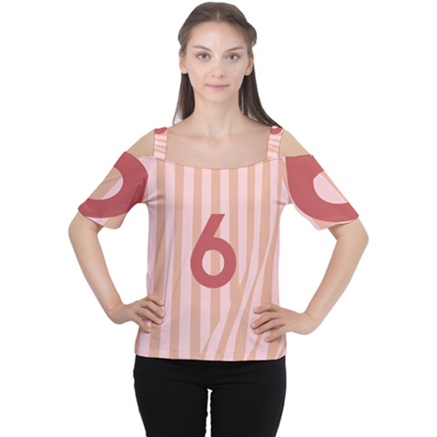 Number 6 Line Vertical Red Pink Wave Chevron Women s Cutout Shoulder Tee by Mariart