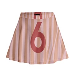 Number 6 Line Vertical Red Pink Wave Chevron Mini Flare Skirt by Mariart