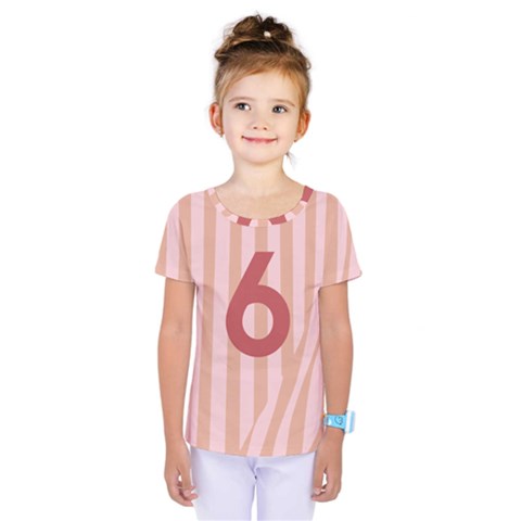 Number 6 Line Vertical Red Pink Wave Chevron Kids  One Piece Tee by Mariart