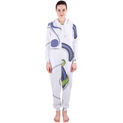 Notes Musical Elements Hooded Jumpsuit (ladies)  by Mariart