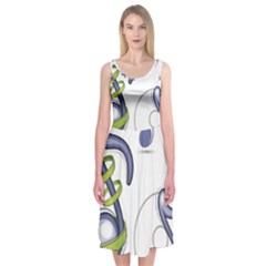 Notes Musical Elements Midi Sleeveless Dress by Mariart