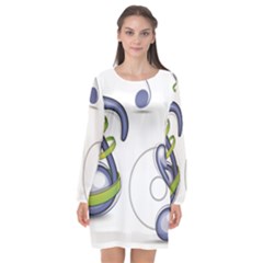 Notes Musical Elements Long Sleeve Chiffon Shift Dress  by Mariart