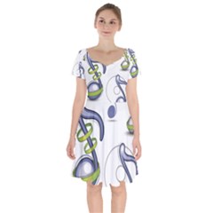 Notes Musical Elements Short Sleeve Bardot Dress by Mariart