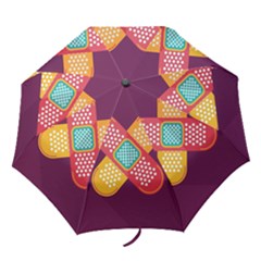 Plaster Scratch Sore Polka Line Purple Yellow Folding Umbrellas by Mariart