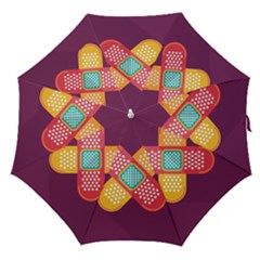 Plaster Scratch Sore Polka Line Purple Yellow Straight Umbrellas by Mariart