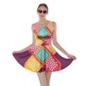 Plaster Scratch Sore Polka Line Purple Yellow Skater Dress View1