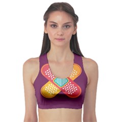 Plaster Scratch Sore Polka Line Purple Yellow Sports Bra by Mariart