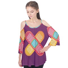 Plaster Scratch Sore Polka Line Purple Yellow Flutter Tees