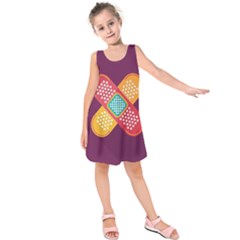 Plaster Scratch Sore Polka Line Purple Yellow Kids  Sleeveless Dress by Mariart