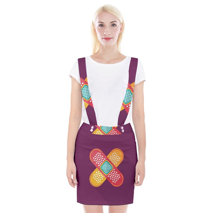 Plaster Scratch Sore Polka Line Purple Yellow Braces Suspender Skirt