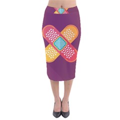 Plaster Scratch Sore Polka Line Purple Yellow Velvet Midi Pencil Skirt by Mariart