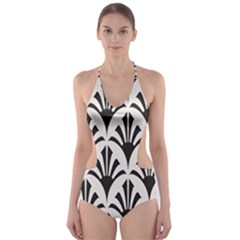 Parade Art Deco Style Neutral Vinyl Cut-out One Piece Swimsuit by Mariart