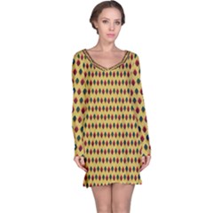 Points Cells Paint Texture Plaid Triangle Polka Long Sleeve Nightdress