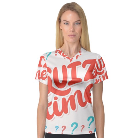 Question Mark Quiz Time Women s V-neck Sport Mesh Tee by Mariart