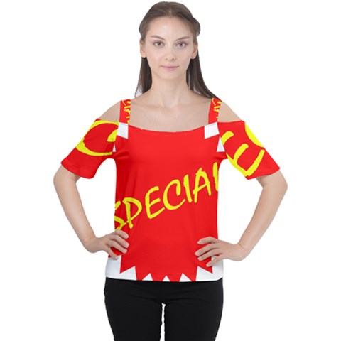 Special Sale Spot Red Yellow Polka Women s Cutout Shoulder Tee by Mariart