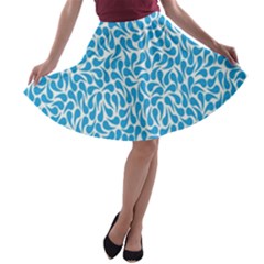 Pattern Blue A-line Skater Skirt