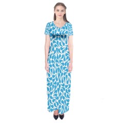 Pattern Blue Short Sleeve Maxi Dress