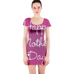 Valentine Happy Mothers Day Pink Heart Love Short Sleeve Bodycon Dress