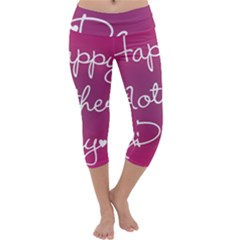 Valentine Happy Mothers Day Pink Heart Love Capri Yoga Leggings by Mariart