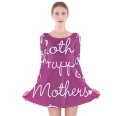 Valentine Happy Mothers Day Pink Heart Love Long Sleeve Velvet Skater Dress by Mariart