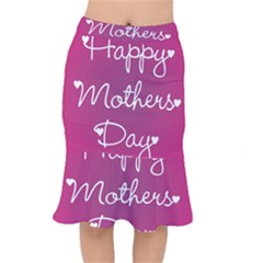 Valentine Happy Mothers Day Pink Heart Love Mermaid Skirt by Mariart