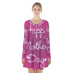 Valentine Happy Mothers Day Pink Heart Love Long Sleeve Velvet V-neck Dress by Mariart