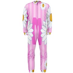 Valentine Happy Mothers Day Pink Heart Love Sunflower Flower Onepiece Jumpsuit (men)  by Mariart