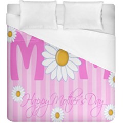 Valentine Happy Mothers Day Pink Heart Love Sunflower Flower Duvet Cover (king Size) by Mariart