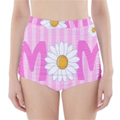 Valentine Happy Mothers Day Pink Heart Love Sunflower Flower High-waisted Bikini Bottoms