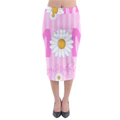 Valentine Happy Mothers Day Pink Heart Love Sunflower Flower Midi Pencil Skirt