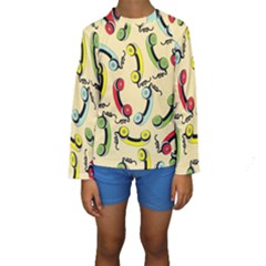 Telephone Cable Green Nyellow Red Blue Kids  Long Sleeve Swimwear by Mariart