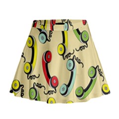 Telephone Cable Green Nyellow Red Blue Mini Flare Skirt by Mariart