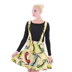 Telephone Cable Green Nyellow Red Blue Suspender Skater Skirt by Mariart