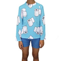 Roller Tissue White Blue Restroom Kids  Long Sleeve Swimwear by Mariart