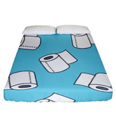 Roller Tissue White Blue Restroom Fitted Sheet (california King Size) by Mariart