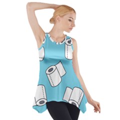 Roller Tissue White Blue Restroom Side Drop Tank Tunic by Mariart