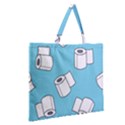 Roller Tissue White Blue Restroom Zipper Large Tote Bag View2