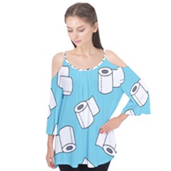 Roller Tissue White Blue Restroom Flutter Tees