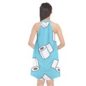 Roller Tissue White Blue Restroom Halter Neckline Chiffon Dress  View2