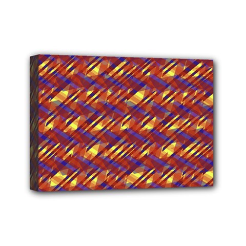 Linje Chevron Blue Yellow Brown Mini Canvas 7  X 5  by Mariart