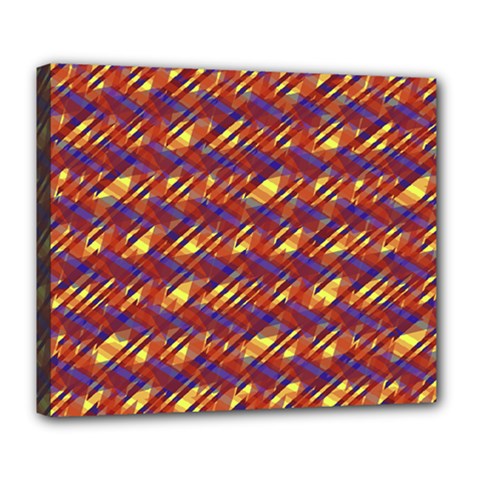 Linje Chevron Blue Yellow Brown Deluxe Canvas 24  X 20   by Mariart